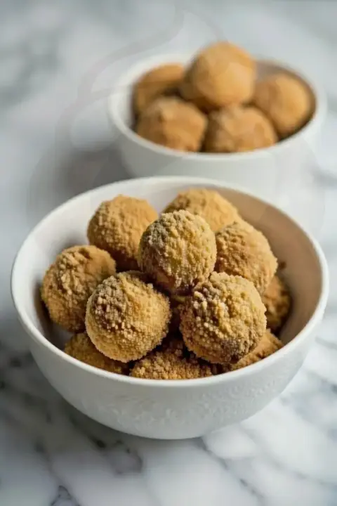 GrahamBalls close-up with layered bowl in the back.