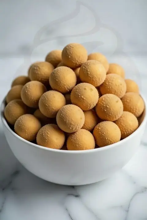 Large bowl loaded with graham-coated GrahamBalls.
