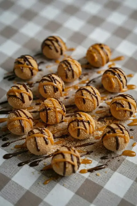 GrahamBalls finished with caramel and chocolate drizzle.