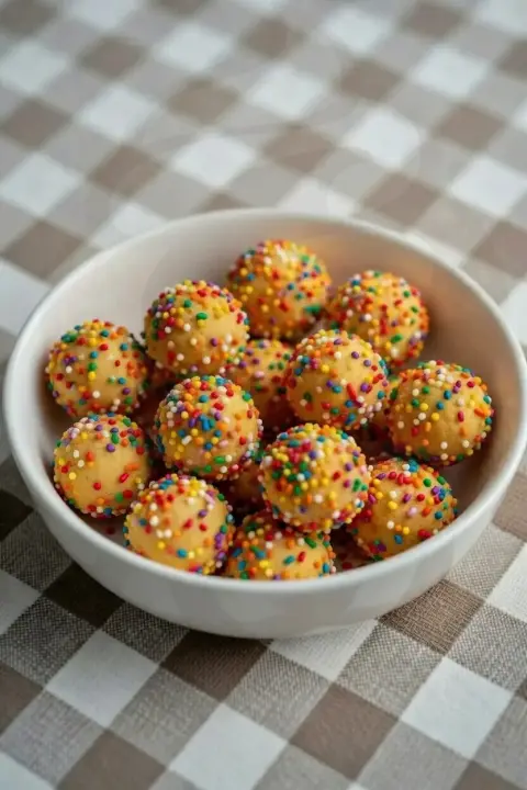 GrahamBalls with rainbow sprinkles.