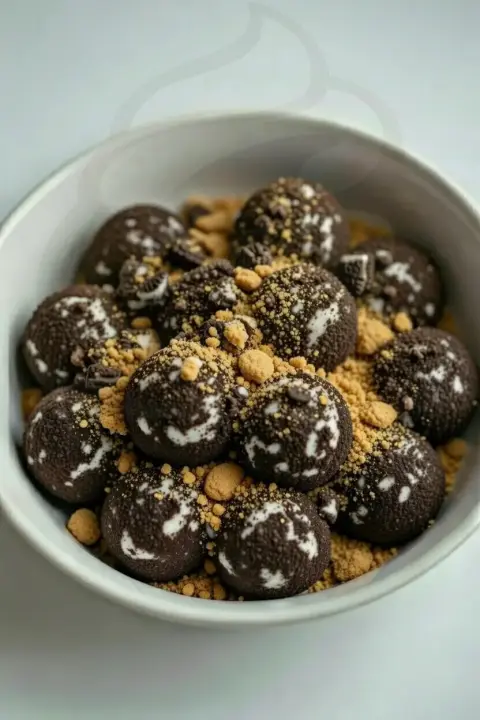 Oreo GrahamBalls with chocolate notes.
