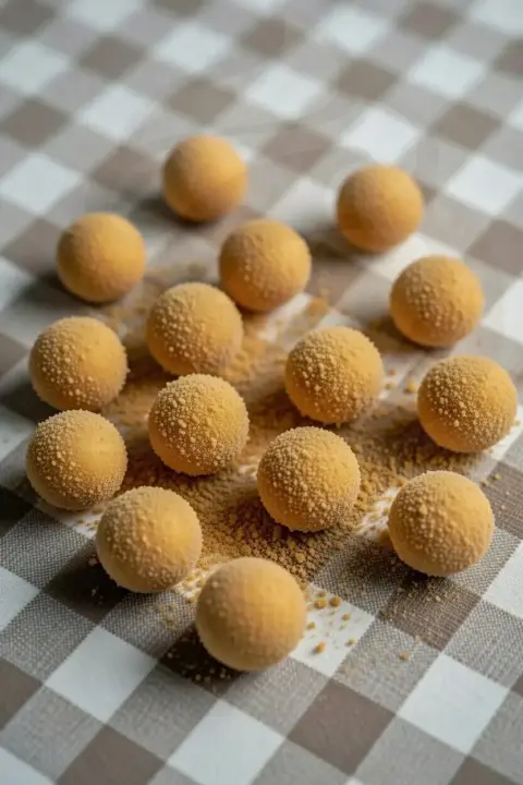 Sprinkle-topped GrahamBalls on a serving table.